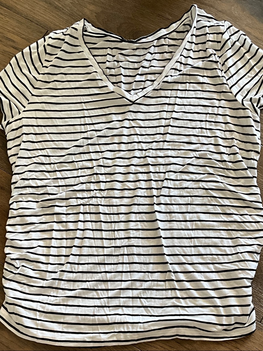 Motherhood Maternity Black & White Striped V-Neck Tee